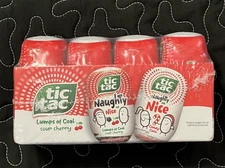 Case of 4 Tic Tac Naughty Or Nice Sour Cherry Mints Lumps of Coal Christmas