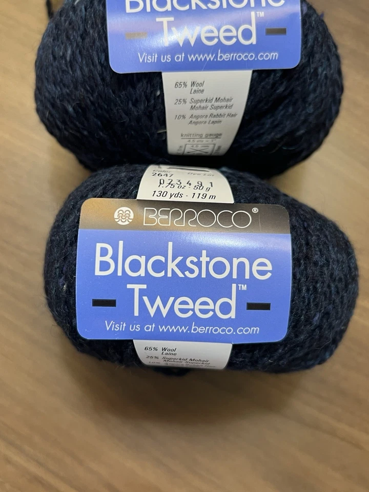 Berroco BLACKSTONE TWEED Hilo AZUL 2647 Lana Mohair Angora 50gr/130yds Juego de 4 Foto 2 de 4