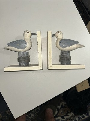 Wooded Shore Seagulls Distressed Bookends Dock Piling