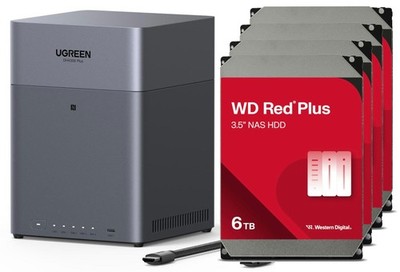 UGREEN NASync DH4300 Plus NAS System 4-Bay 24TB inkl. 4x WD WD60EFPX NAS HDD ...