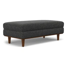 Morrison 49 inch Wide Modern Table Ottoman in Charcoal Grey Woven-Blend Fabric