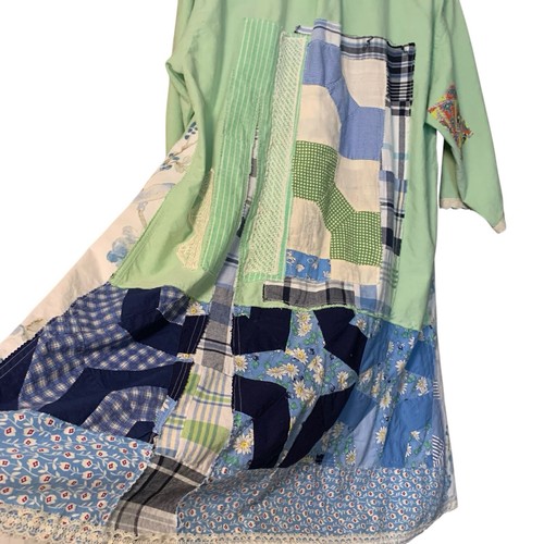 Upcycling Tunika Top XL XXL Boho Artsy Relaxed Gypsy Cowgirl Art To Wear 3/4 - Bild 4 von 14