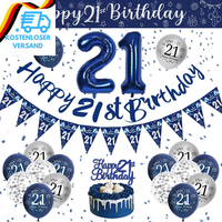 21. Geburtstag Deko MäNner, Blau Silber Luftballons Geburtstag Mann, Geburtstags