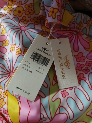 Angel Season Floral Swimsuit Size 13-14Years Crisscross Back One Piece Suit Kids - Picture 4 of 4