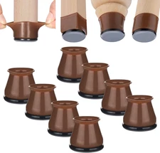 Chair Leg Sliders for Carpet - 1 1/2" X 8 Pcs Brown - Silicone Heavy Duty Fur...