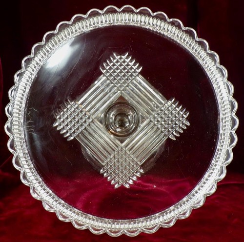 Quaker Lady Cake Stand Dalzell & Gilmore #23D Clear Glass EAPG 1887 Antique - Picture 2 of 10