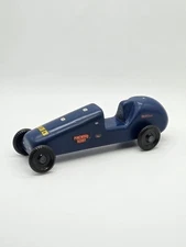 Vintage Pinewood Derby Wooden Toy Race Car Blue 7”