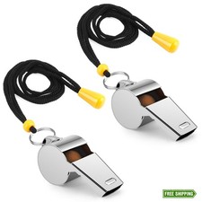 Loud Pro Coach Referee Whistle Stainless Steel w/ Lanyard for Sports  Safety