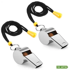 Loud Pro Coach Referee Whistle Stainless Steel w/ Lanyard for Sports & Safety