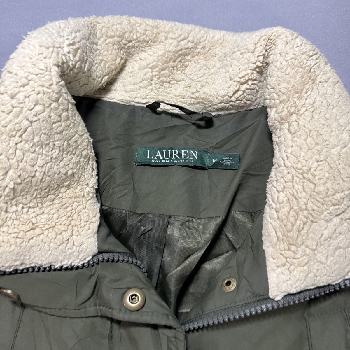 Vintage Lauren Ralph Lauren Down Puffer Jacket Medium Olive Green