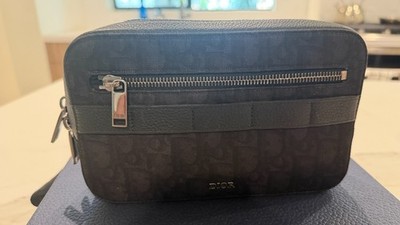 Christian Dior Oblique Pixel Belt Pouch Bag Black Canvas Leather w/ Box Receipt 