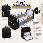 4 in 1 Diaper bag With Bassinet Changing Station USB Port Waterproof 