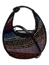 Staud MICRO Moon Multicolor Crystal Rhinestone Leather Hobo Crossbody Bag NWOT