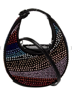 Staud MICRO Moon Multicolor Crystal Rhinestone Leather Hobo Crossbody Bag NWOT