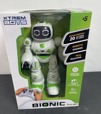 STEM XTREM BOTS BIONIC Robot w/ Controller 20 Levels for Learning White & Green