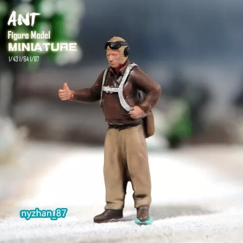 4 Stück 1/87 WW2 American Pilot Soldier Szene Requisiten Miniatur Figur für Auto Fahrzeug - Bild 5 von 17