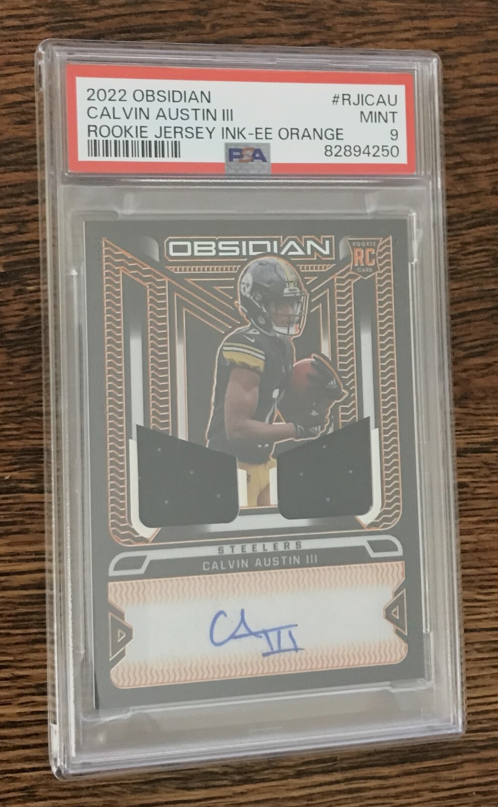 Calvin Austin Panini Obsidian Rookie Jersey Ink #RJICAU Electric Etch Orange