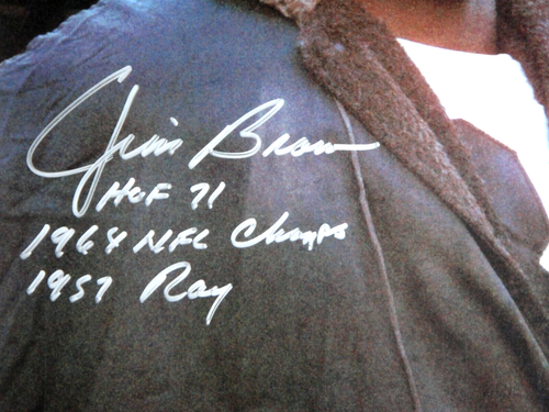 JIM BROWN SIGNED & TRIPLE INSCRIBED PSA/DNA SIGNED 16X20 AUTOGRAPHED CLEVELAND - Picture 3 of 7