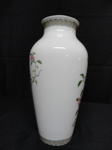 SHIBATA JAPAN GLICINE UCCELLINI FLOREALI PORCELLANA FIORE UCCELLINO ALTO VASO DORATO - Foto 4 di 6