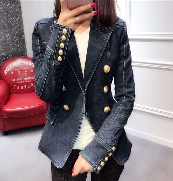 ALTRA Cappotto cappotto tuta donna 2023 nuovo primavera denim passerella metallo oro bottoni set