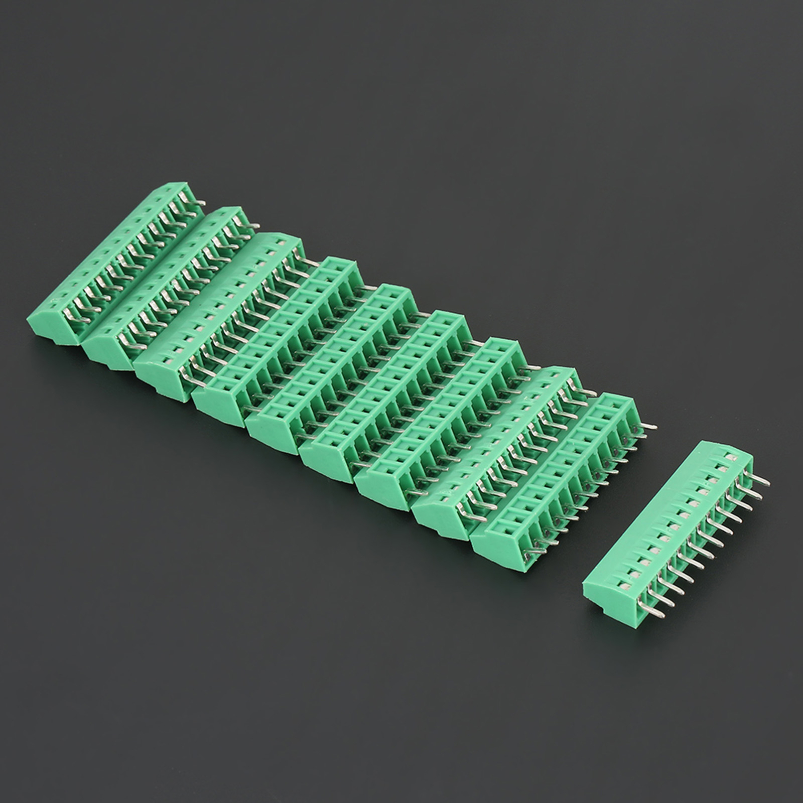 10pcs/set 12-Pin 2.54mm Pitch Green PCB Universal Screw Terminal Block Connector