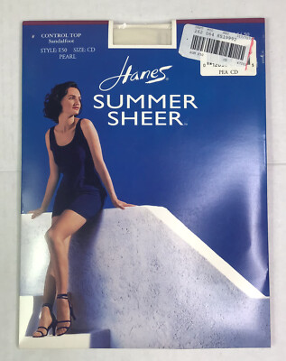 Hanes Summer Sheer Pantyhose Control Top Sandalfoot CD Style E50 PEARL