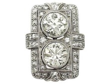 2-Stone Art Deco Style 2.75Ct Round Cut CZ-Stone Solid 925 Silver Wedding Ring