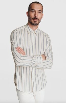 NWT Rag & Bone Men's Rove Stripe Cotton Button-Up Shirt in White Size XXL