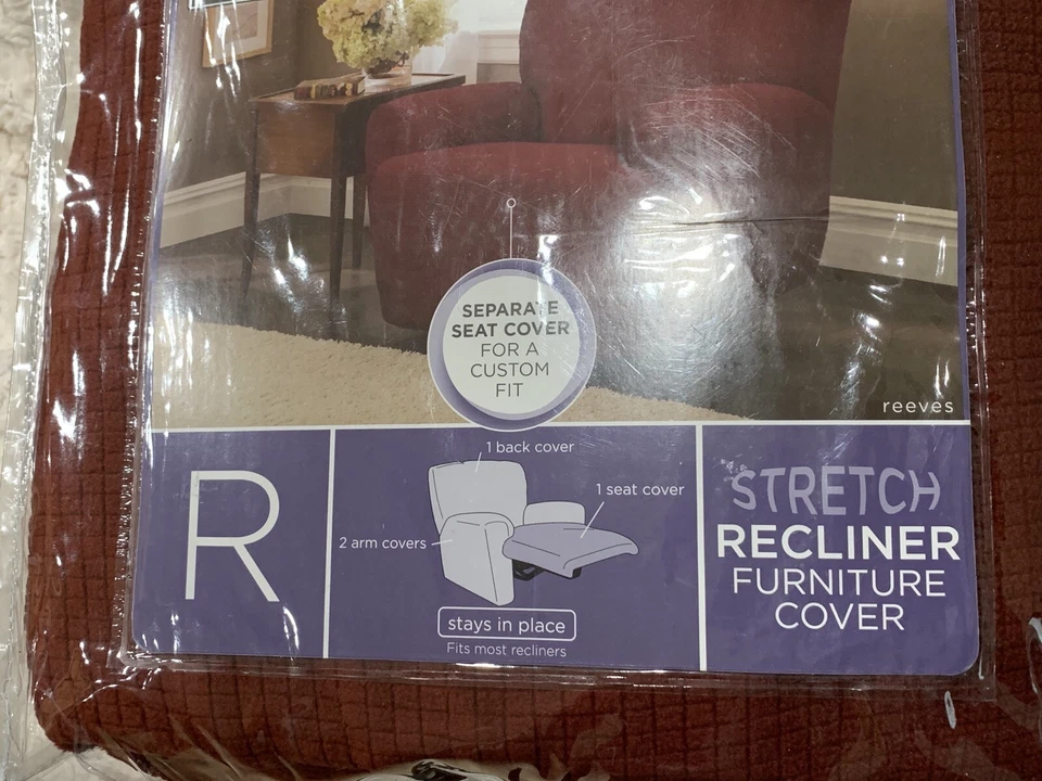 Nuevo Maytex Smart Cover Elastizado Reclinable Muebles Cubierta Deslizante 4 Piezas Rojo Vino Foto 2 de 3