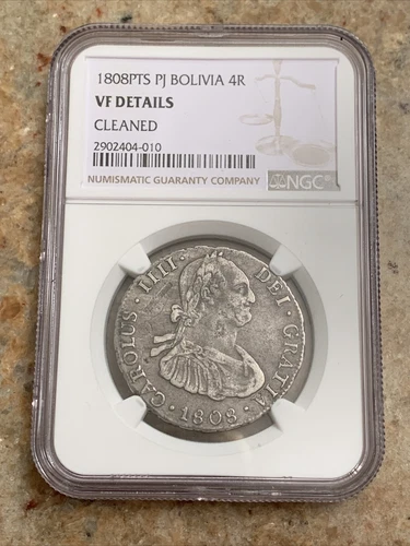 1808 PTS PJ Bolivia 4 Reales NGC VF Details Colonial Spanish Silver Coin
