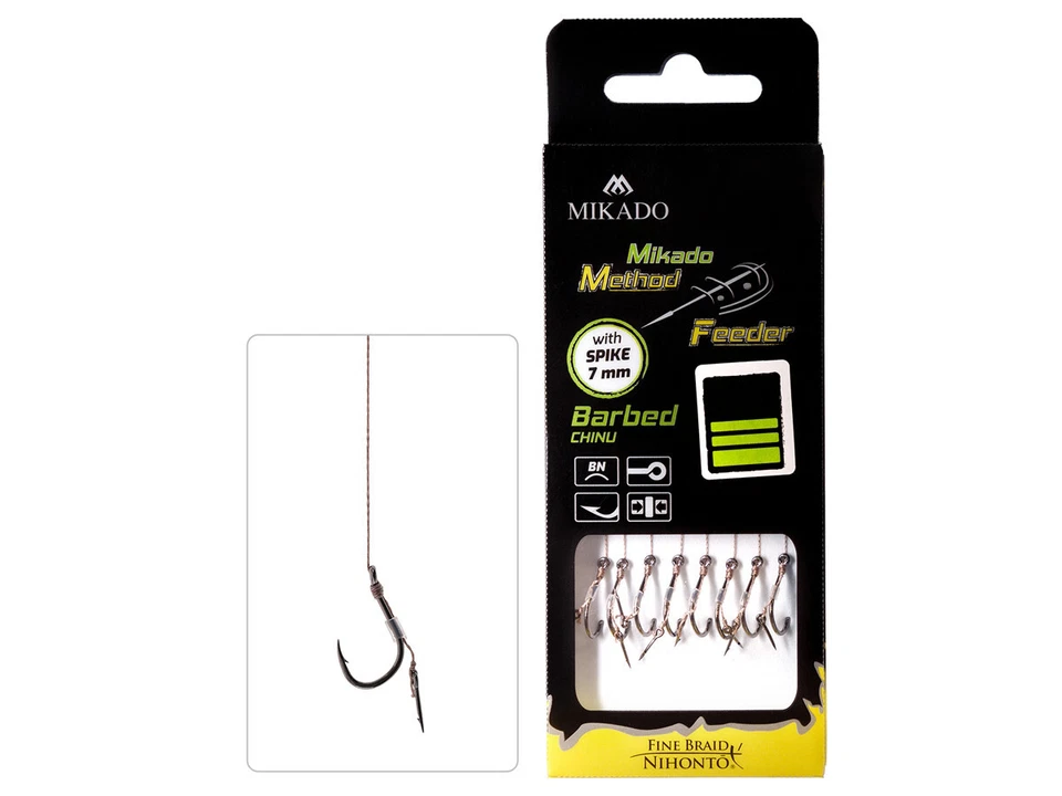 Mikado Method Feeder Rigs Braid Chinu with Bayonet 10cm #4 - #14 8pcs Barbed - Photo 1/1