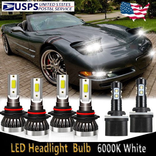 For Corvette C5 1997-2004 6000K LED Headlight Hi/Lo Beam Fog Light ...