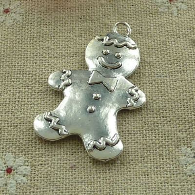 26 pcs tibetan silver Gingerbread Man charms pendant 41X26mm L-2703