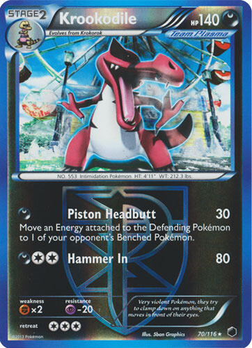 Pokemon - Krookodile - 70/116 - Rare - Reverse Holo - Plasma Freeze - NM