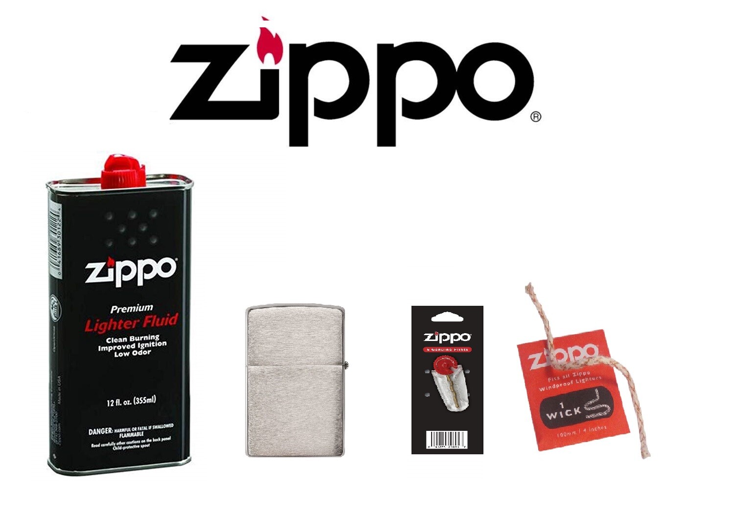 12oz Can Fuel Fluid - Flint - Lighter - Wick Value Pack Comb
