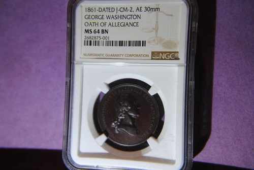 1861  George Washington  "Oath of Allegiance" (4mm), J-CM-2 ,  NGC MS64