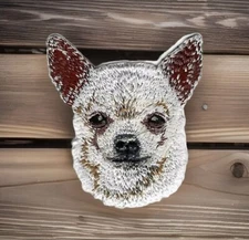 White Chihuahua Dog Patch Embroidered Cut out Iron on Sew on