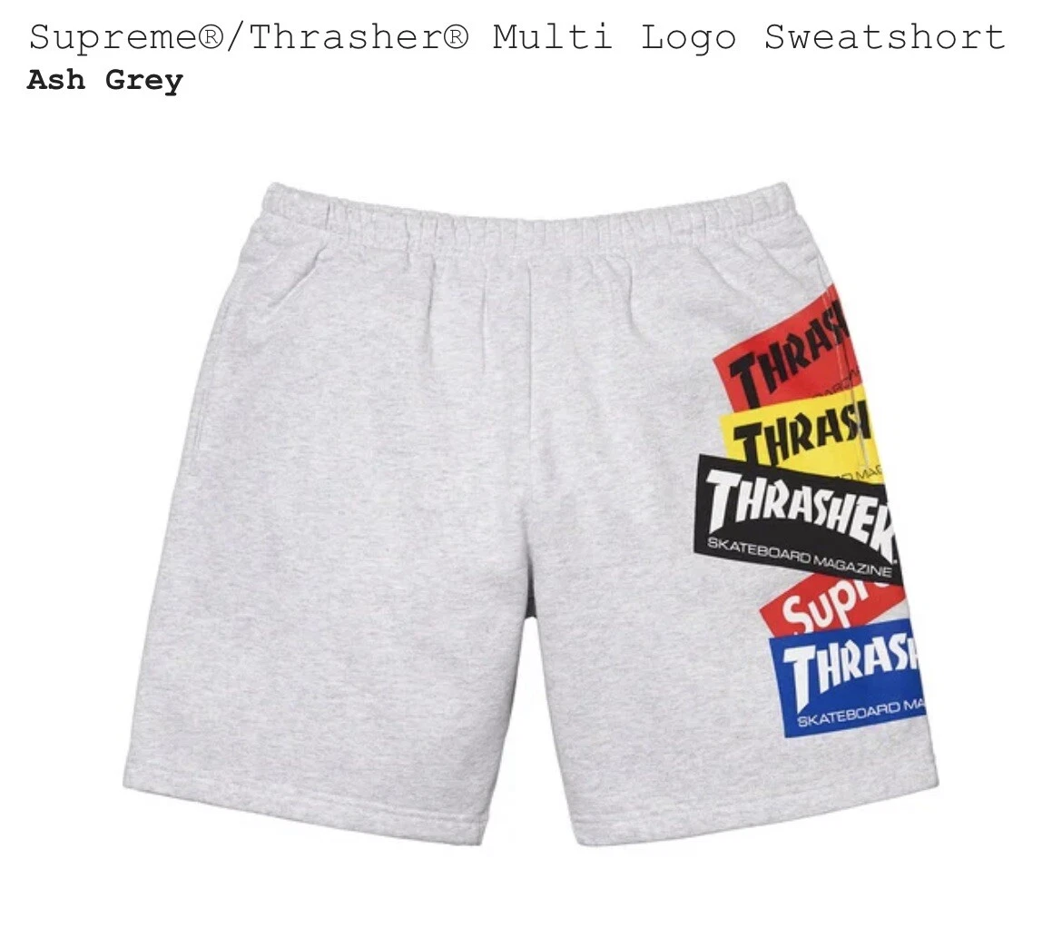 Short de survêtement Supreme x Thrasher Multi Logo neuf   gris cendres   taille Petite   FW21