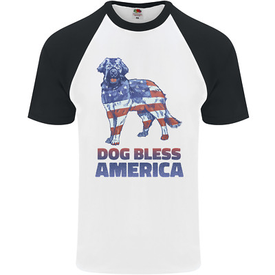 Dog Bless America USA Herren S/S Baseball Maglietta