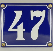 Emaille Hausnummer 47 Blau Weiß Hausschild Email Emailleschild Emailschild Nr