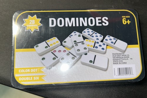 DOMINOES - Family Classics - Double Six Color Dot NEW in Tin Case - Picture 2 of 2