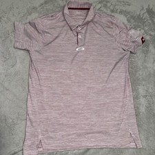 Oakley Golf Polo Shirt Short Sleeve Tailored Fit Red White Striped Mens Sz M