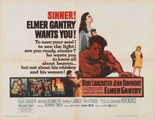 ELMER GANTRY Movie POSTER 22x28 Half Sheet Burt Laner Shirley Jones Jean Simmons