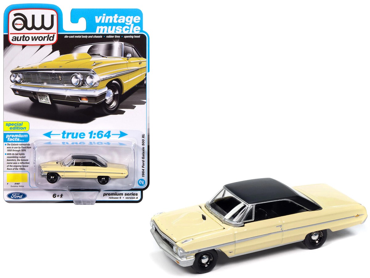 1964 Ford Galaxie 500 XL Sunshine Yellow with Black Top 1/64