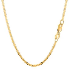 10k Yellow Real Gold Mariner Link Chain Necklace, 2.3mm, 18"