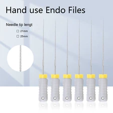6Pcs Dental Hand Use K Files #8 Stainless Steel Root Canal Endo Files 21/25mm