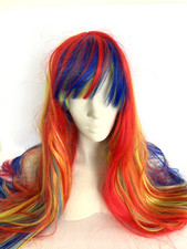 Adult Rainbow Multi-Color Long Straight Hair Cosplay Wig New