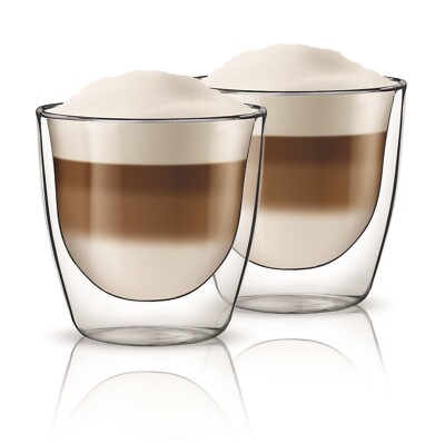 Doppelwandiger Isolierglas Thermobecher Becher 200ml für Kaffee, Tee & Kaltgetränke