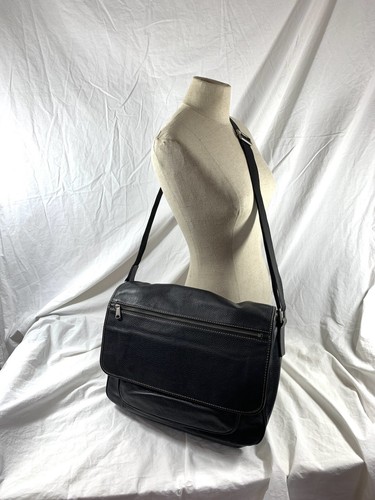 Genuine vintage FOSSIL black leather cross body bag messenger front flap |  eBay