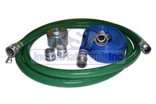 PVC Green Standard Suction Hose  3" x 20'  Conventional Kit 75' Blue Discharge